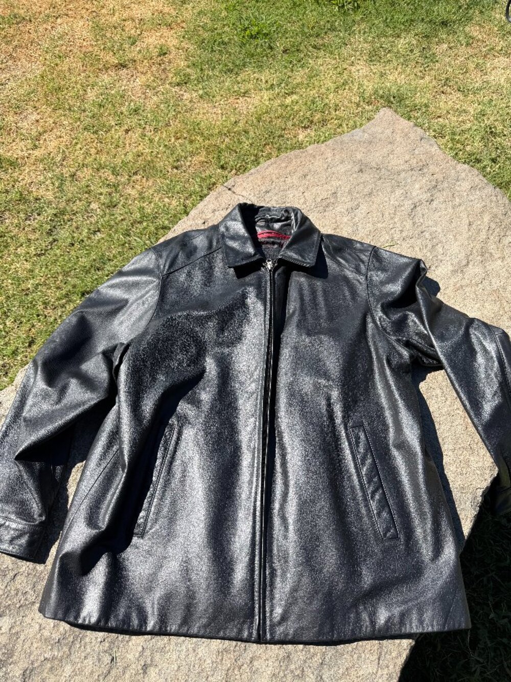 St. John's Bay Genuine Leather Zip Car Coat Jacket Men's XL